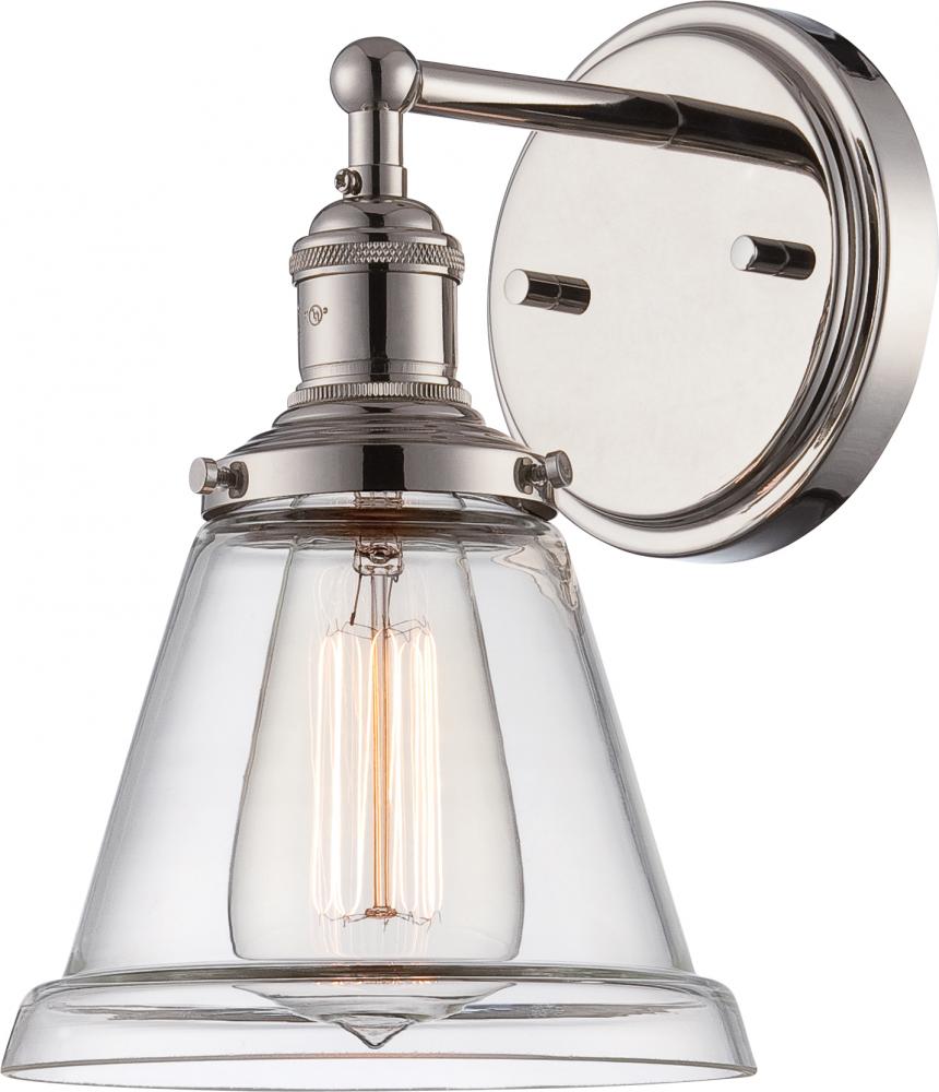 Vintage - 1 Light Sconce with Clear Glass - Polished Nickel Finish