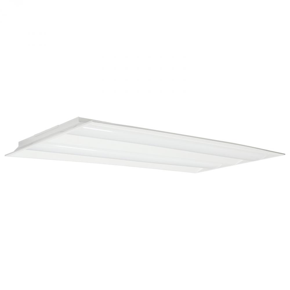 2X4 Emergency Backup; Double Basket LED Troffer Fixture; Wattage Selectable; CCT Selectable; Lumens