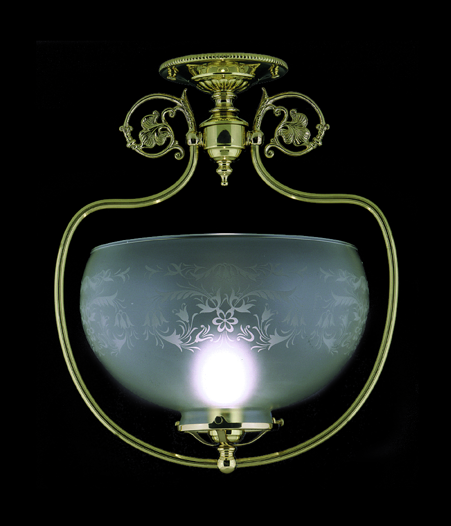 1-Light Polished Brass Chancery Flush / Semi-Flush Mount