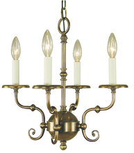 Framburg 2374 AB - 4-Light Antique Brass Jamestown Mini Chandelier