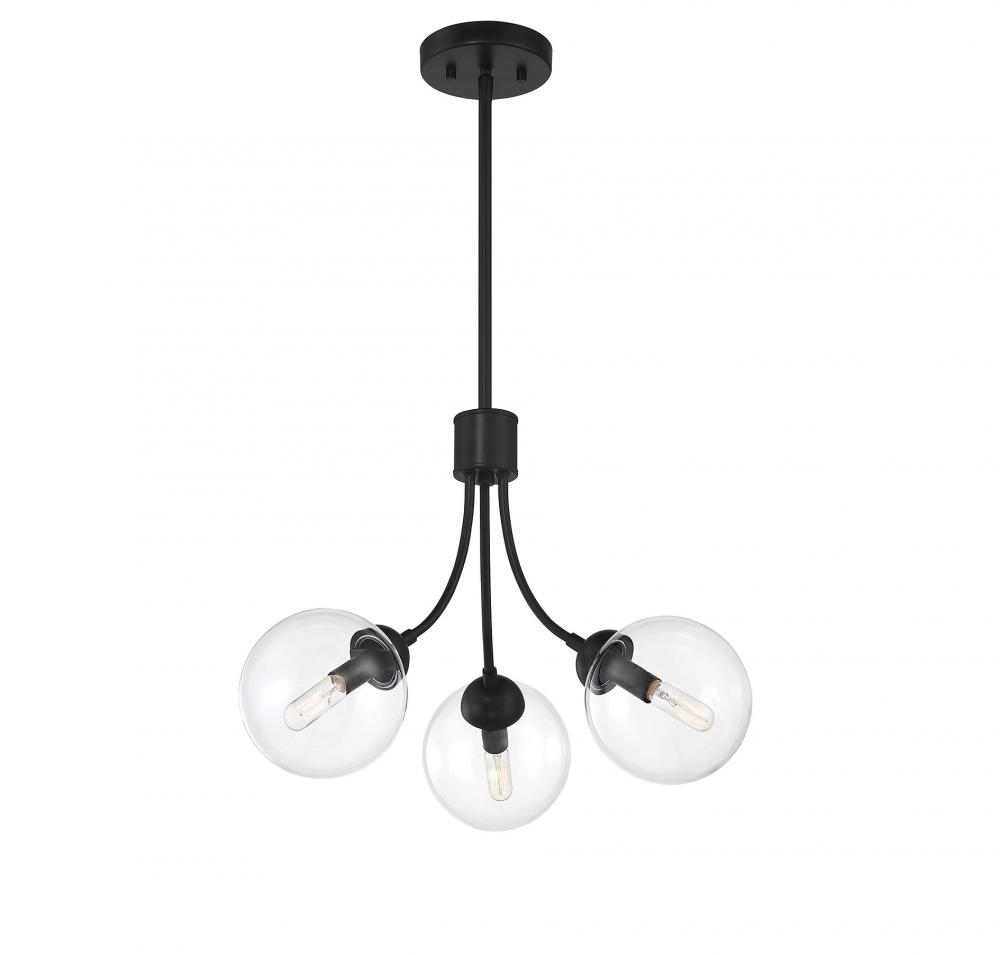 3-Light Chandelier in Matte Black