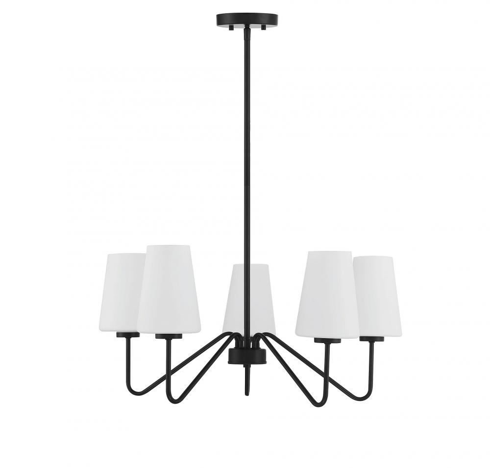 5-Light Chandelier in Matte Black