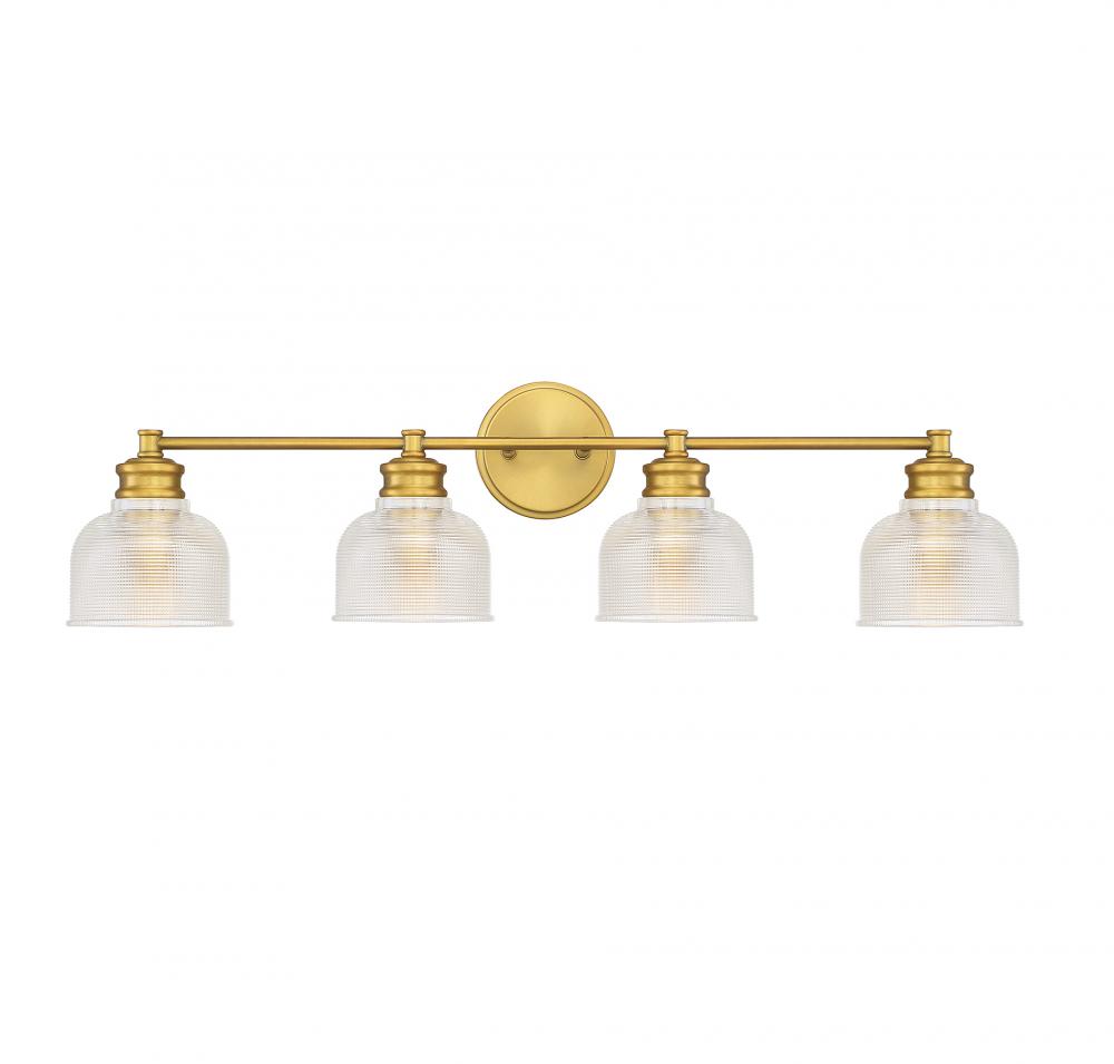 4-Light Bathroom Vanity Light in Natural Brass