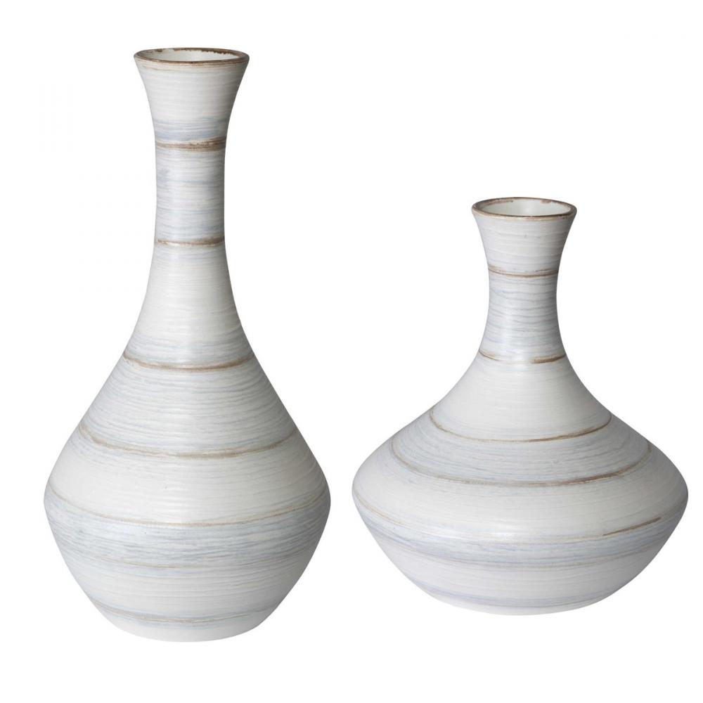 Potter Fluted Striped Vases, S/2