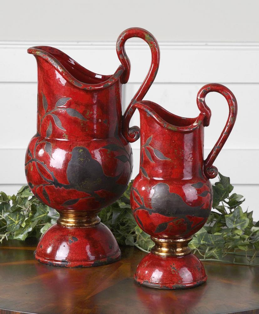 Siana Decorative Red Vases, Set/2