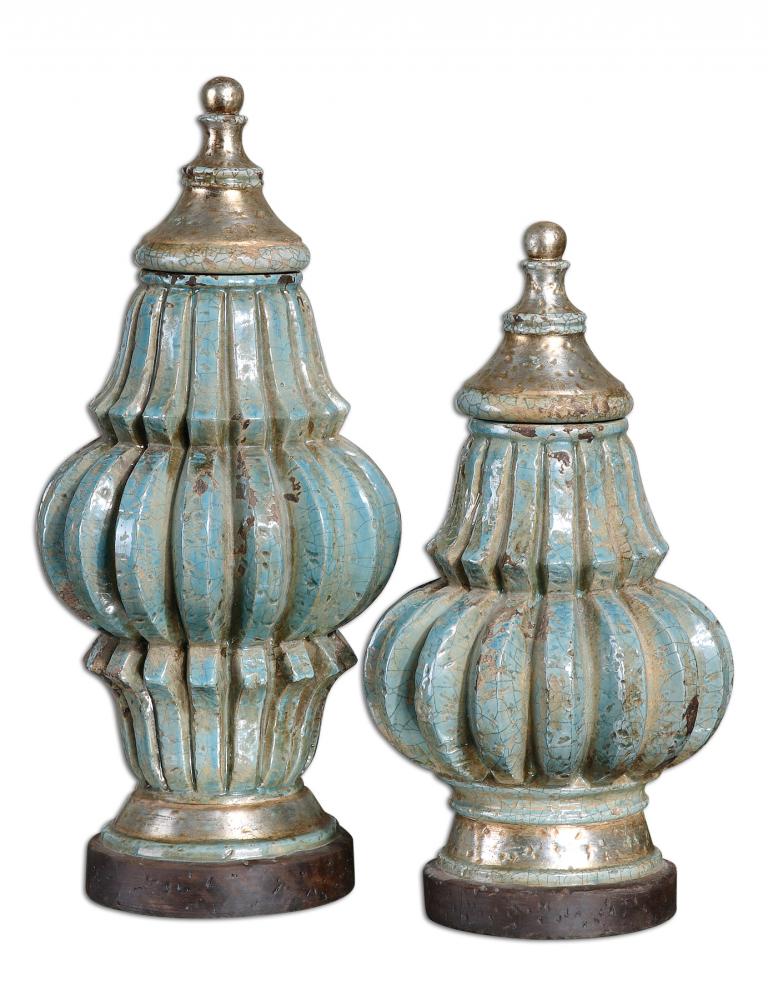 Uttermost Fatima Sky Blue Decorative Urns, Set/2