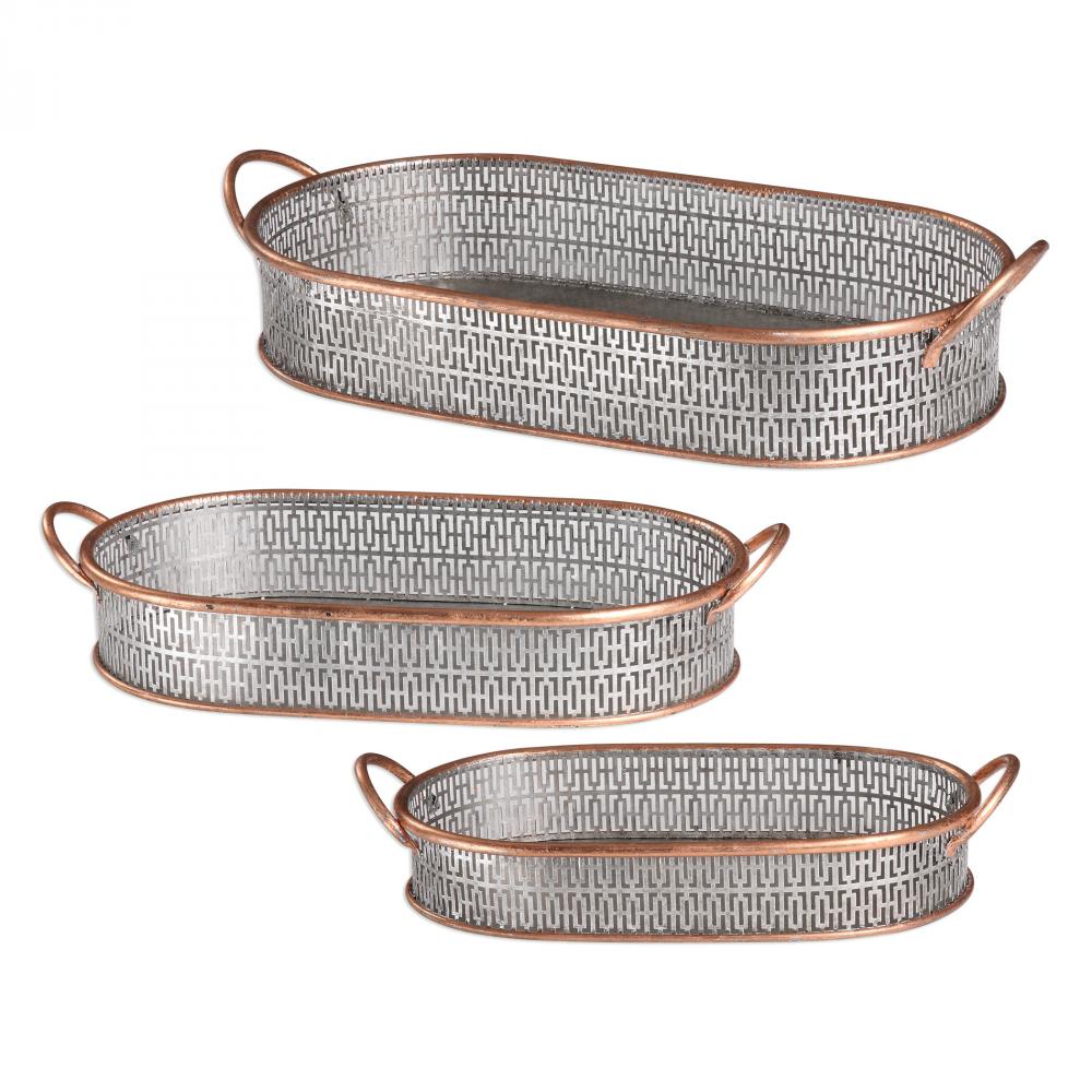 Uttermost Fabiana Antiqued Silver Trays Set/3