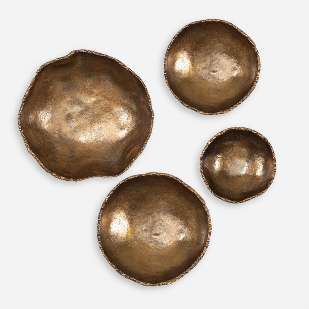 Lucky Coins Brass Wall Bowls, S/4