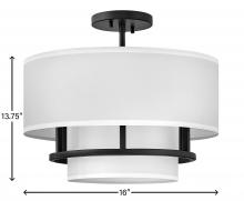 Hinkley 38893BK - Medium Semi-flush Mount