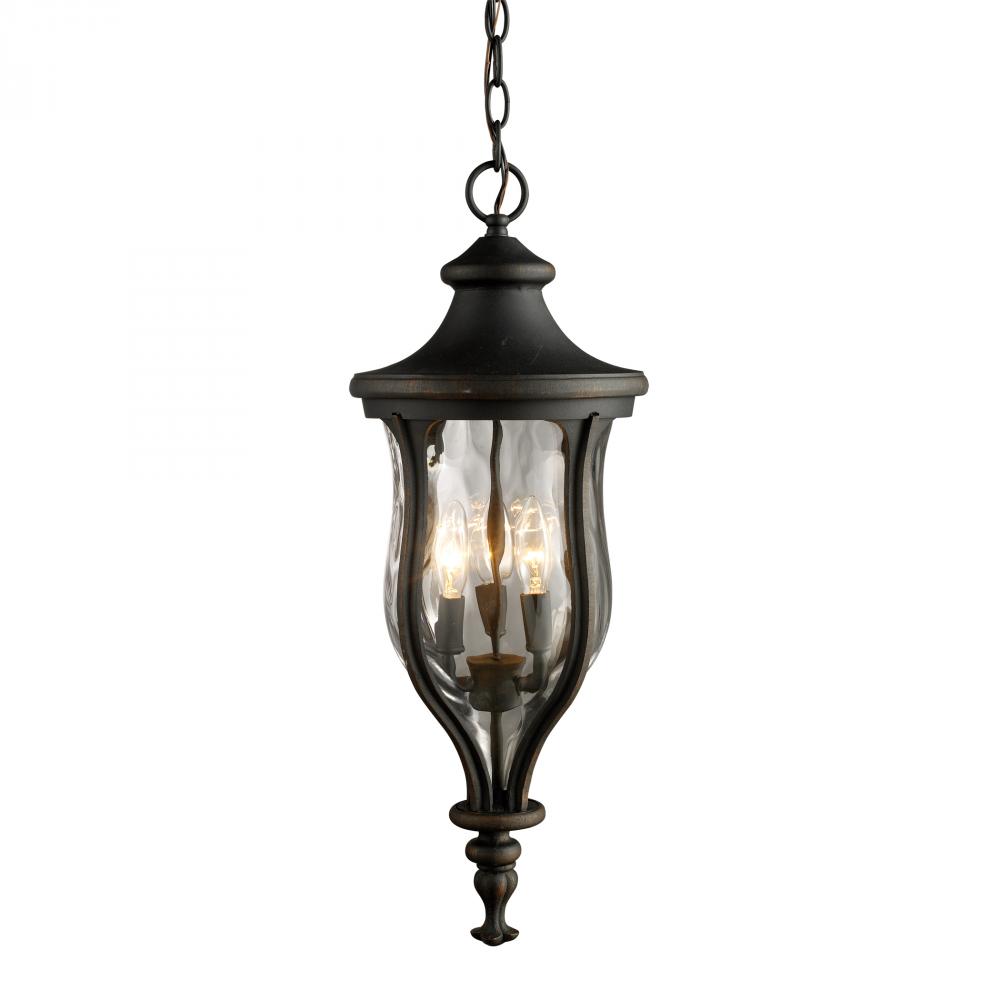 Three Light Weathered Charcoal Hanging Lantern