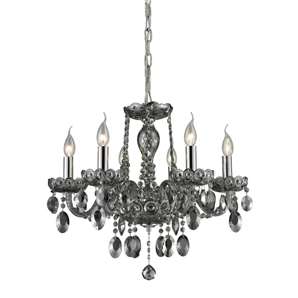 Six Light Smoke/chrome Up Chandelier