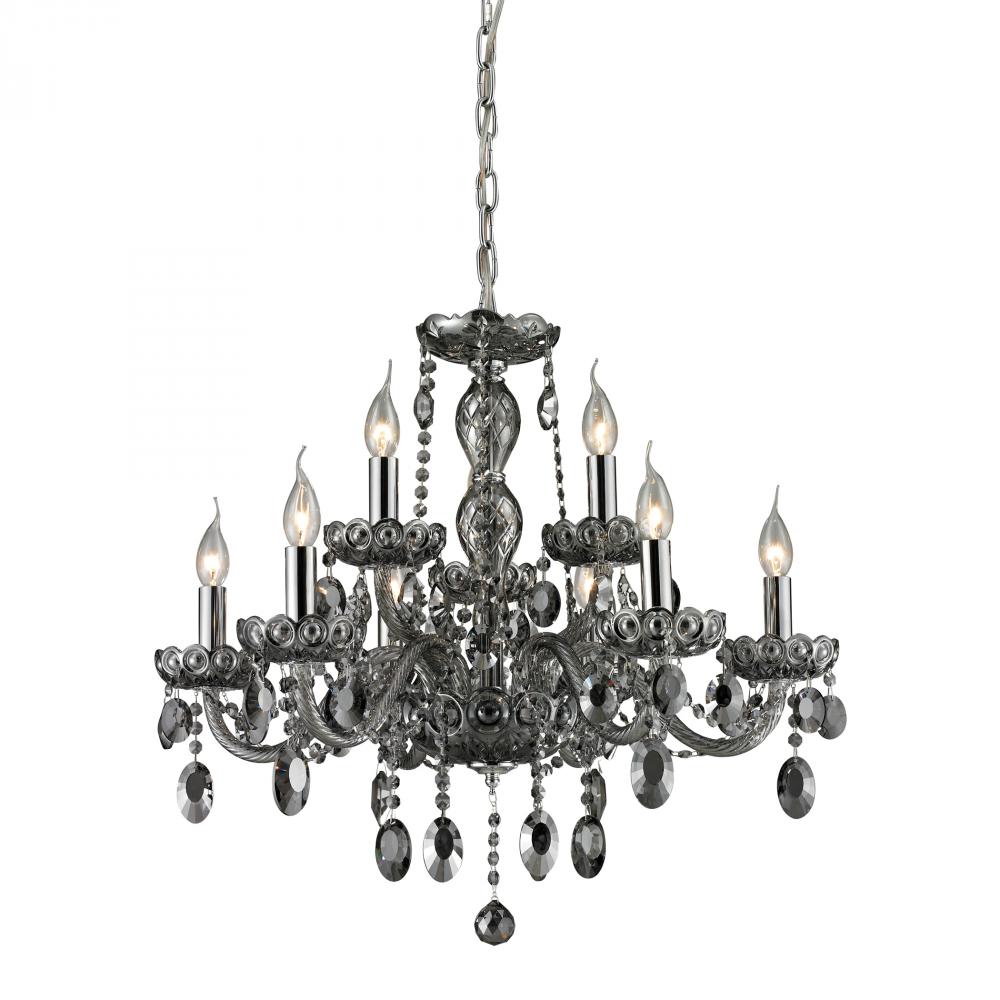 Nine Light Smoke/chrome Up Chandelier