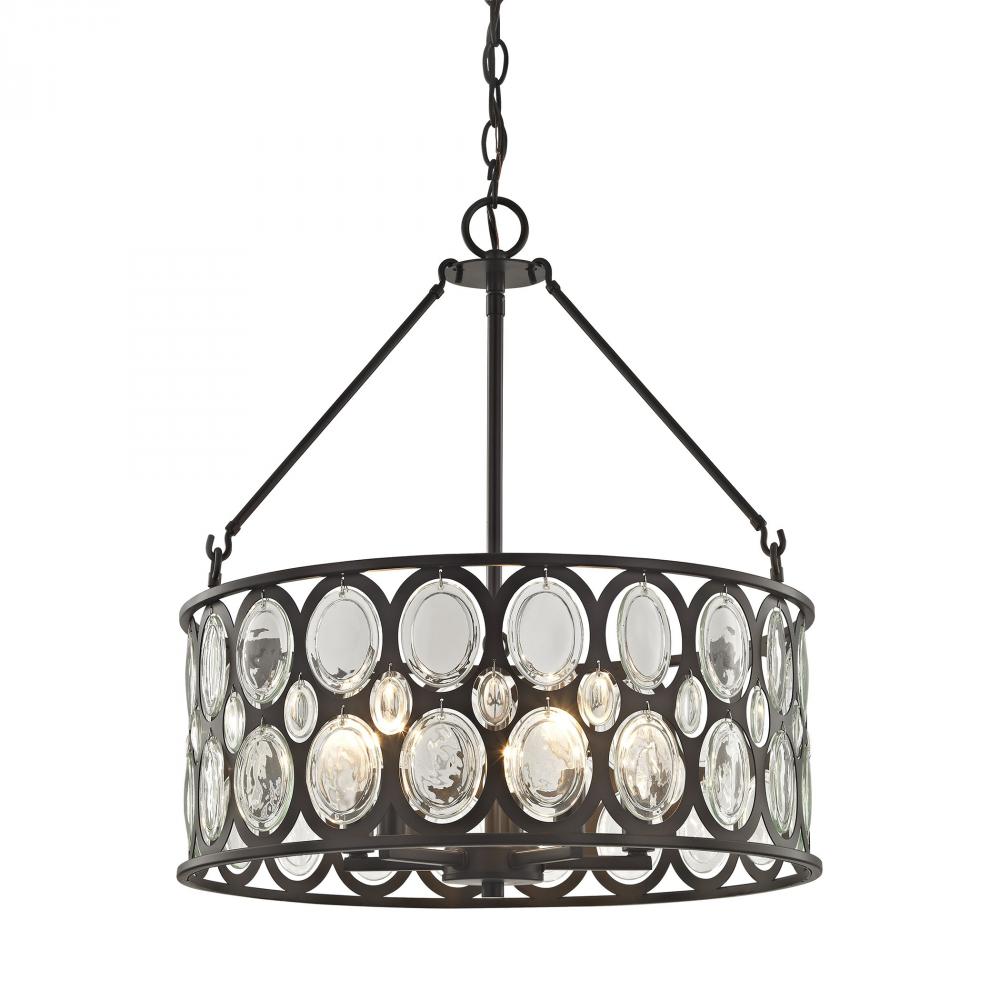 Serai 5-Light Chandelier in Oil Rubbed Bronze with Clear Soda Bottle Glass