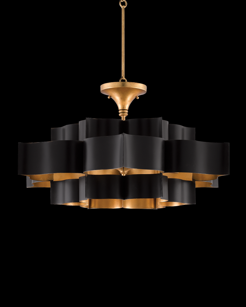 Grand Lotus Large Black Chandelier