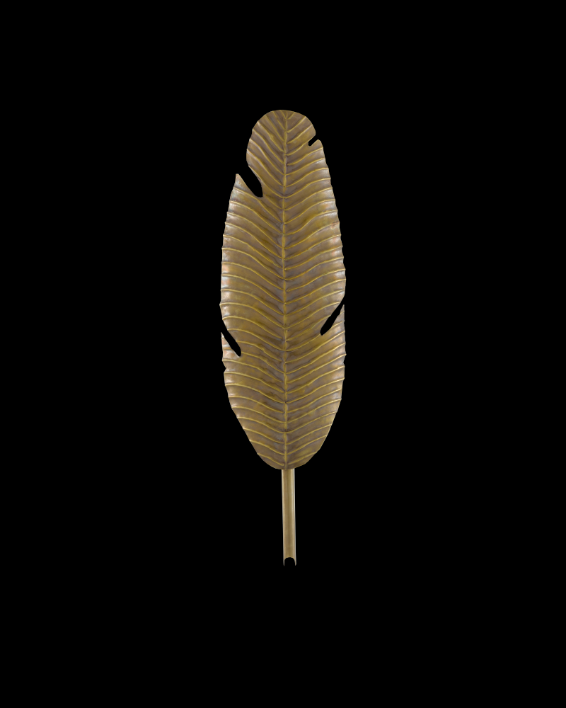 Tropical Brass Leaf Wall Sconce